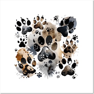 Pet Paws Ink Painting Pattern Posters and Art